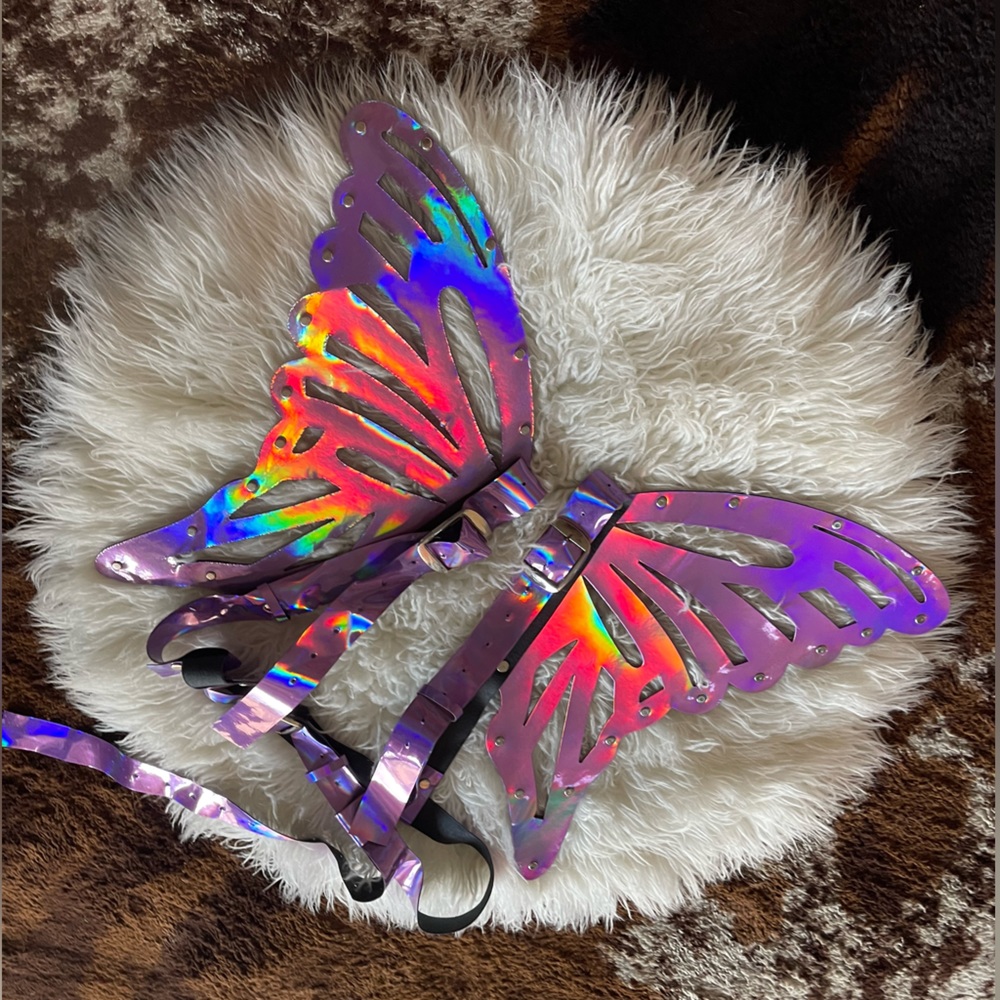 Purple Holographic Rave Platform Boots/Heel/Sandals 7 1/2 
Festival • Rave